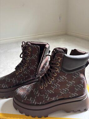 ASOS Monogram Jacquard Platform Combat Boots Mens 9 NWT